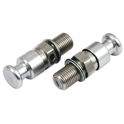 10x1.0mm threaded mechanical compression release valves, for most cylinder heads. Push-in the button and pressure will vent out of the valve. When the engine starts, the valves automatically close. Designedl for hard starting high compression motors. 

Note: MCS 978425 thread tap tool (10x1.0mm) and 978424 drill fixture tool are separately available to aid installation in Twin Cams.