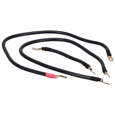 Contains 3 battery cables: 1x 9" (22.9cm) long, 2x 30" (76.2cm) long.
Performance battery cables with 1666 individual cable strands for extreme flexibility. Lugs are manufactured with 99% pure copper with a 24K gold plating to maximize conductivity.