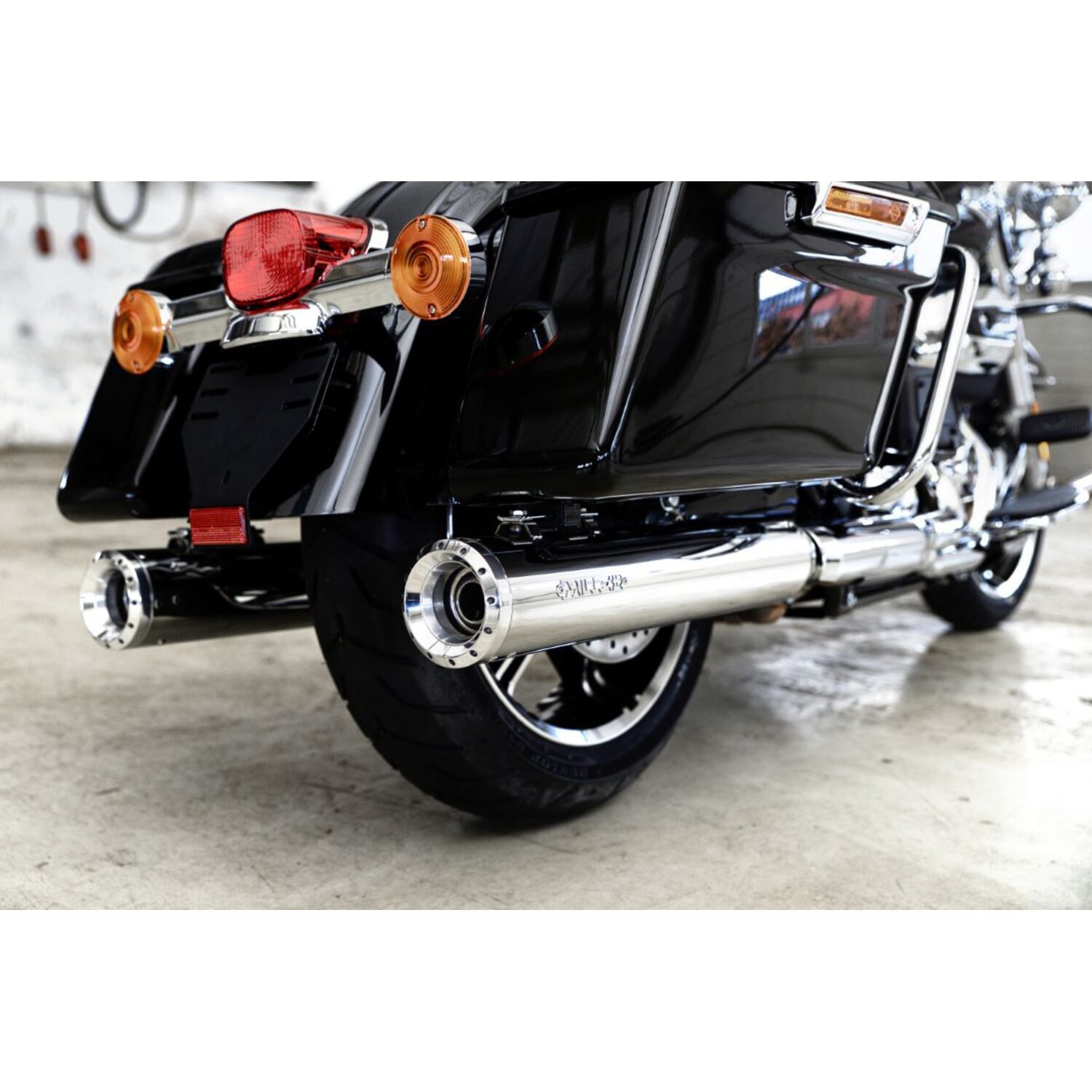 Miller, Cleveland 114" slip-on mufflers. Euro 5. Polished