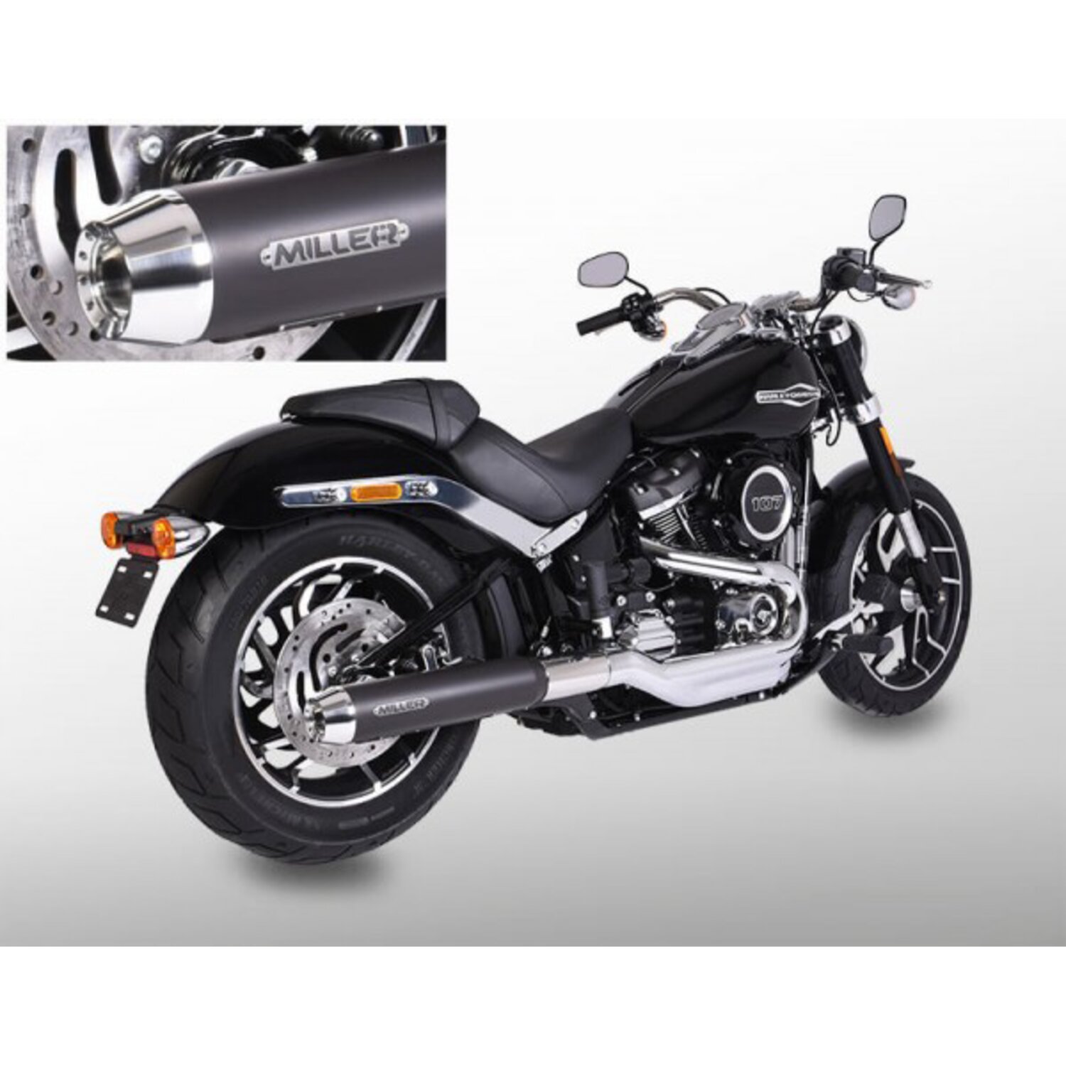 Miller, Independence 2-1 slip-on muffler. Euro 4, Black