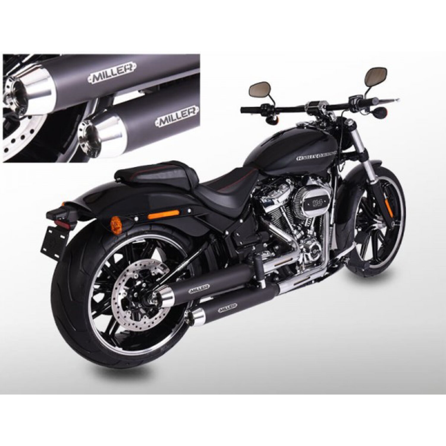 Miller, Destiny slip-on mufflers. Euro 5. Matte black