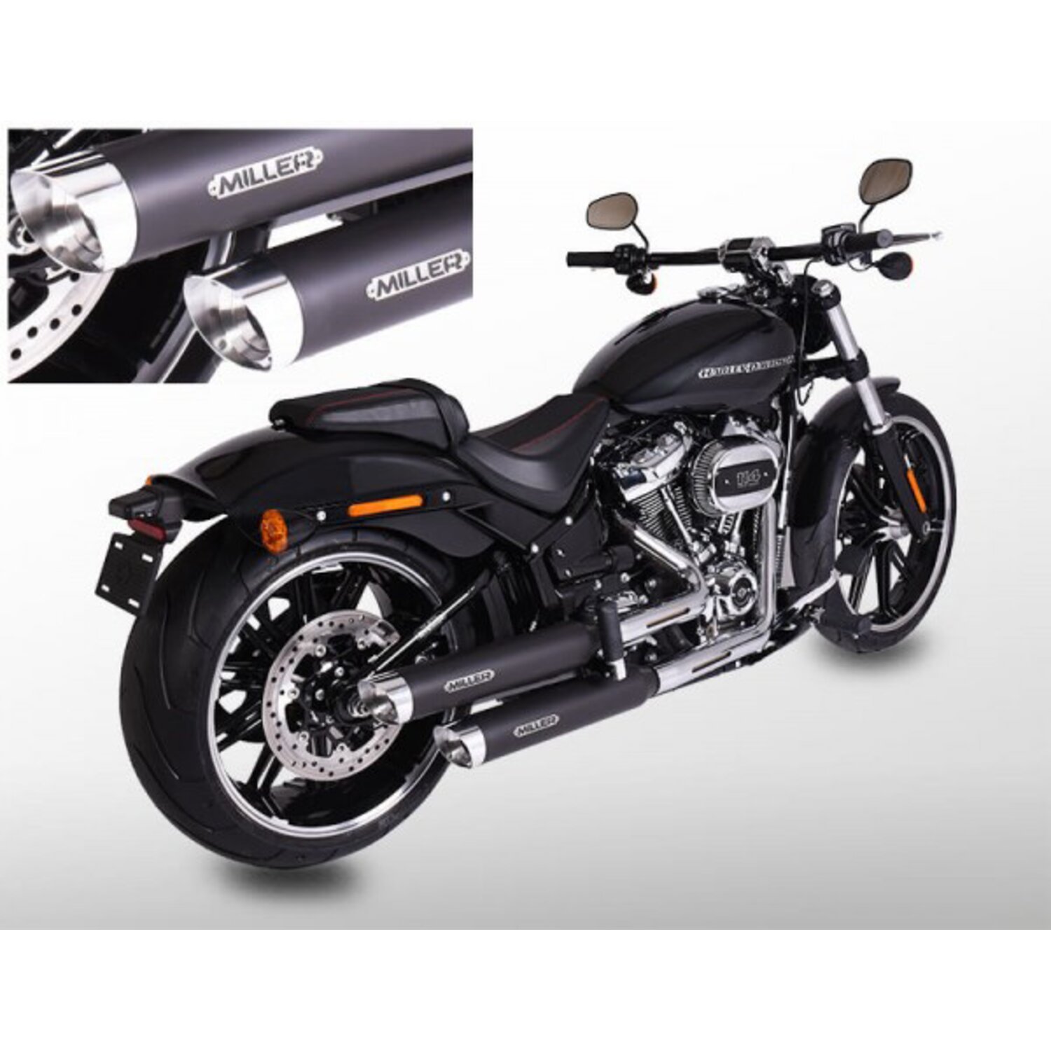 Miller, Destiny slip-on mufflers. Euro 5. Matte black