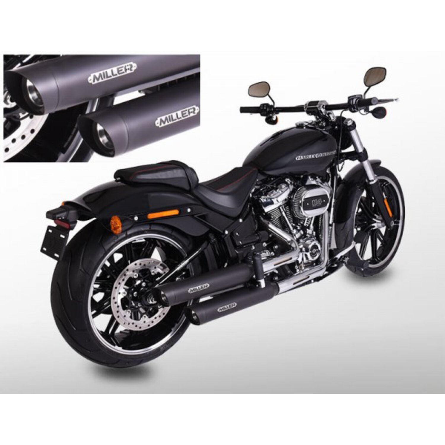 Miller, Destiny slip-on mufflers. Euro 5. Matte black