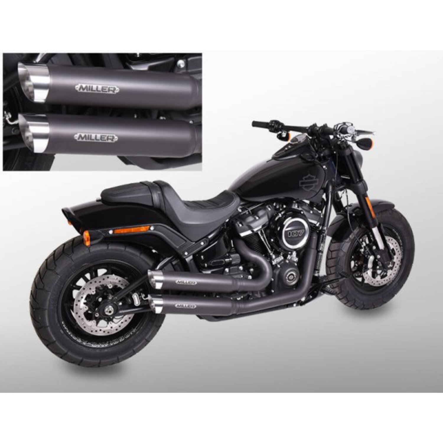 Miller, Bronco 2-2 exhaust system. Euro 4, Black, Matte