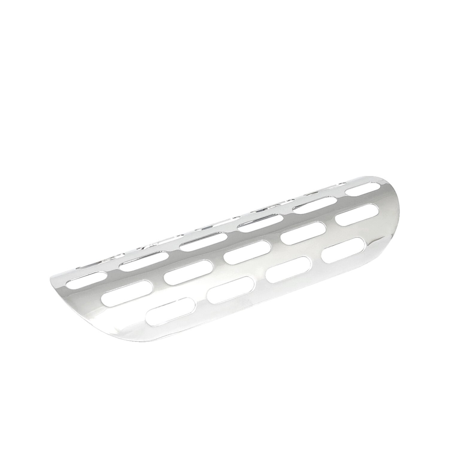 Universal slotted heat shield 9" long, Chrome