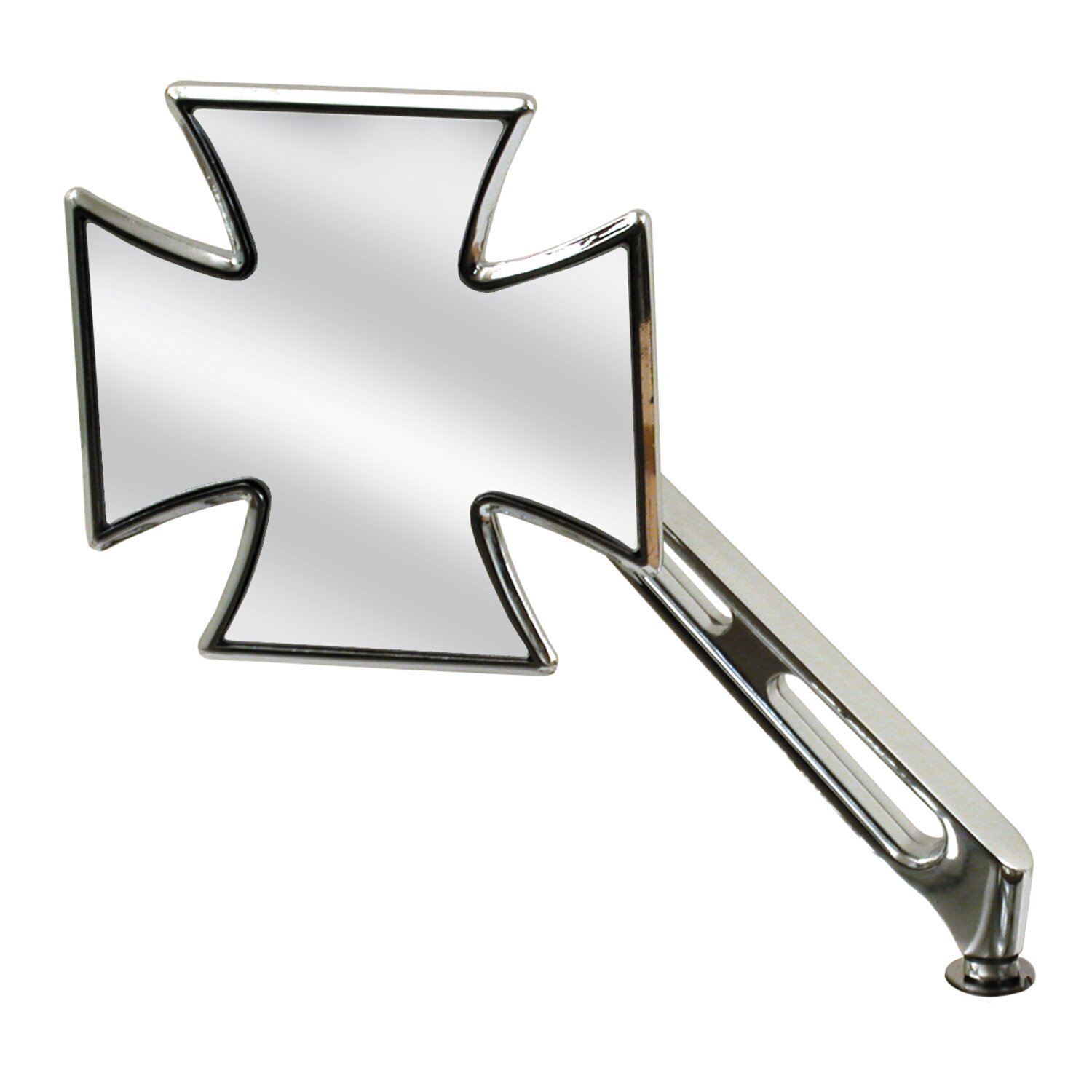 Maltese cross mirror, left slotted stem, Chrome