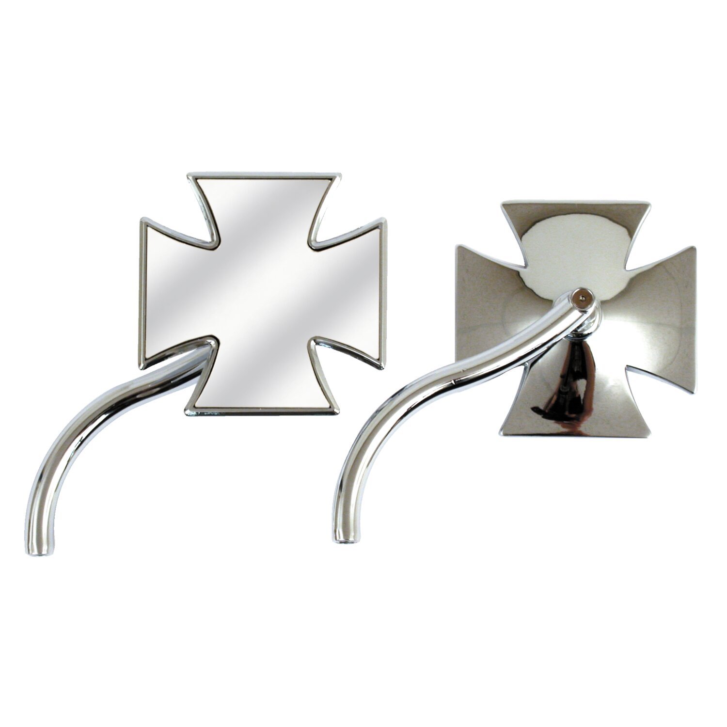 Maltese mirror set, with styled stem, Chrome