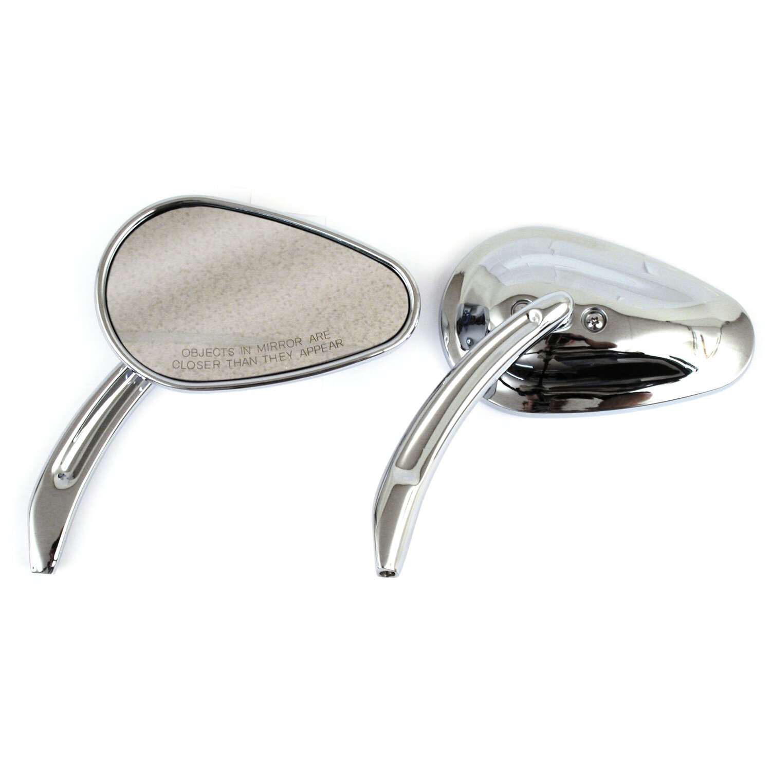 Bullet mirror set, with sculpted stem, Chrome