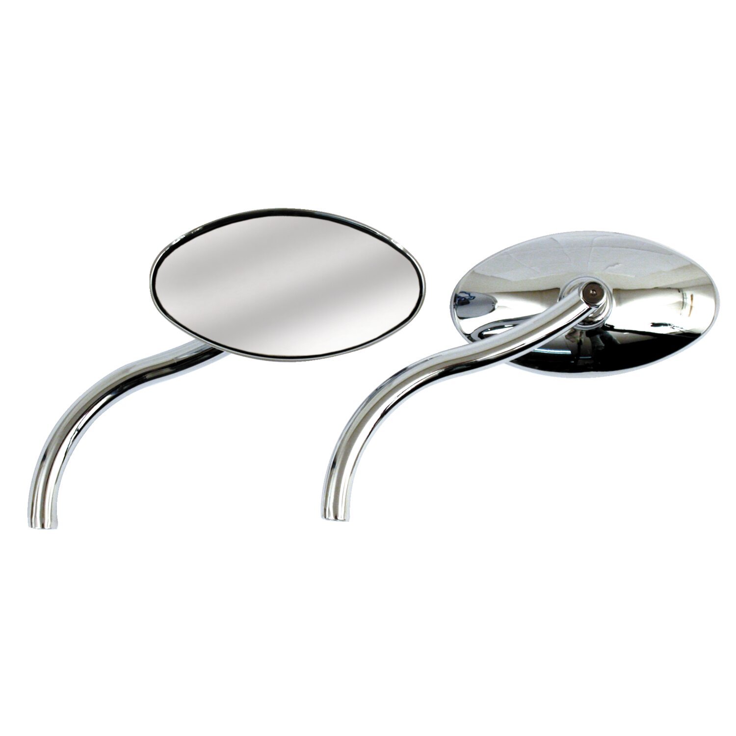 Oval mirror set, with styled stem, Chrome