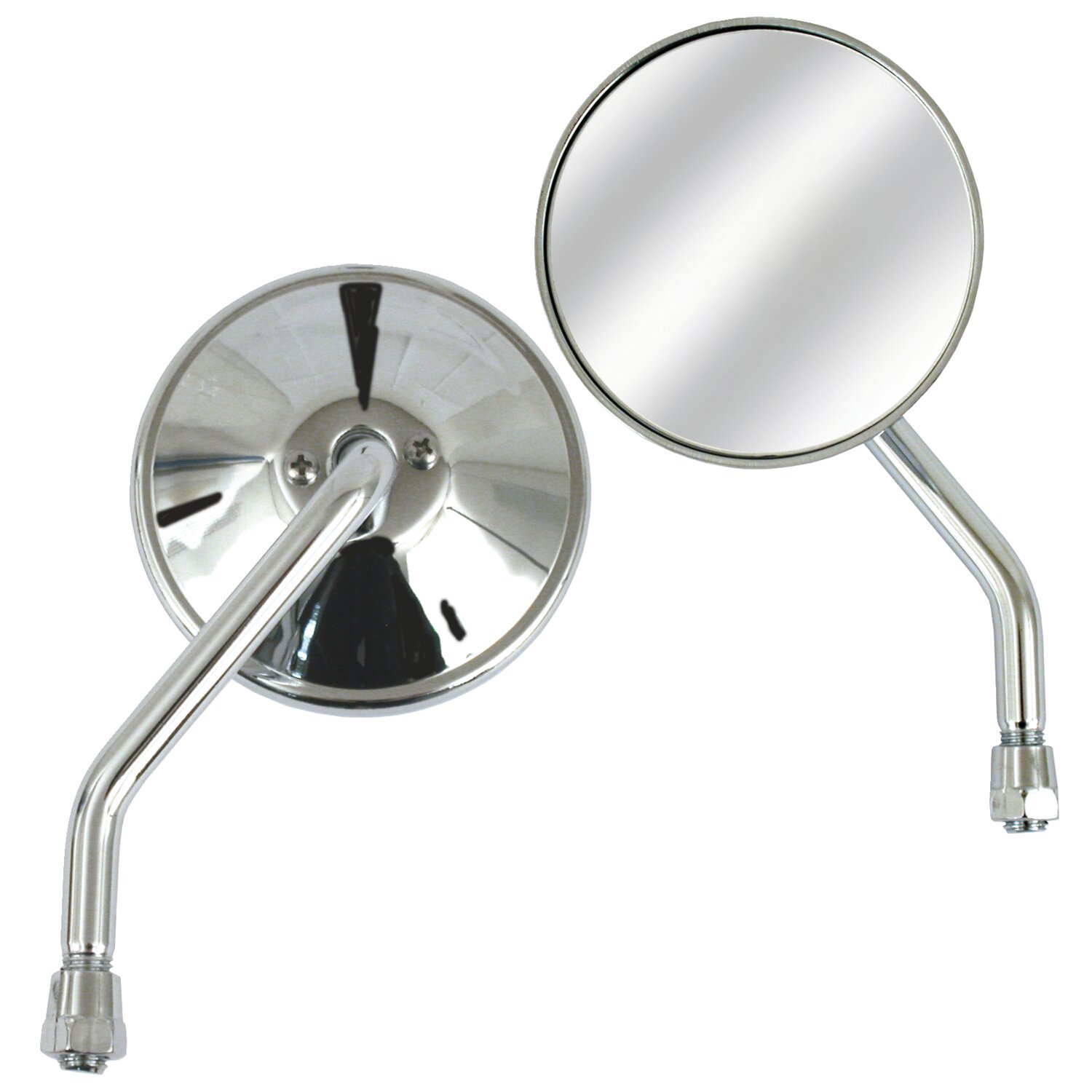 3-3/8" round custom mirror, left, 10mm, Silver, Chrome