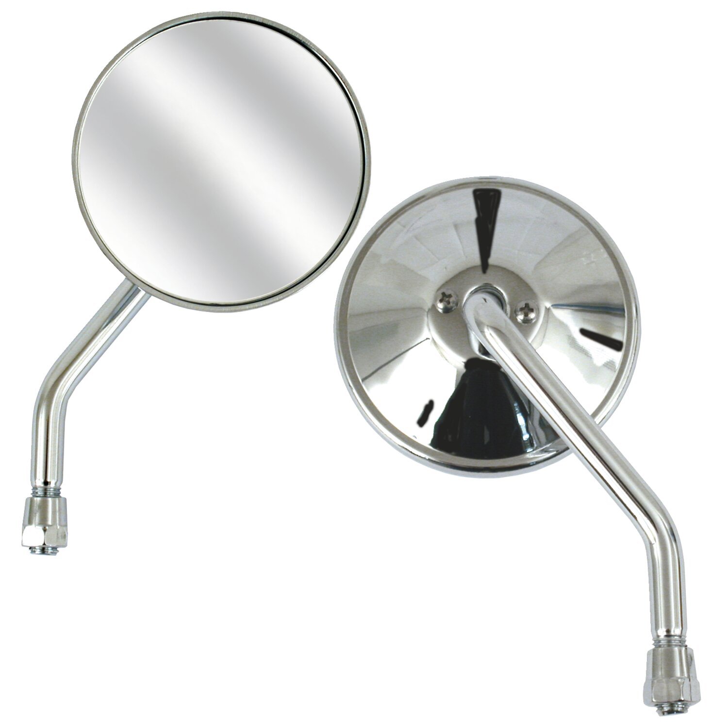 4" round custom mirror, right, 10mm, Chrome
