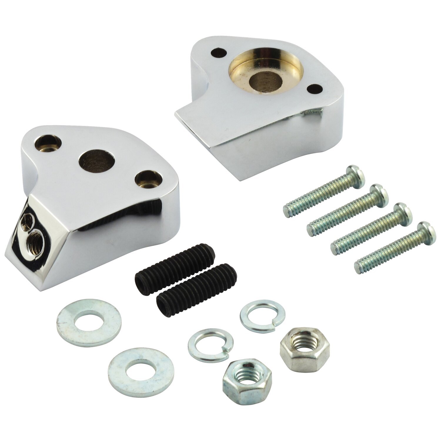 Shorty turn signal mount bracket set, rear, Chrome