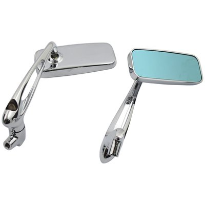 Chrome, blue tinted glass, slotted stem, with adapters for most models