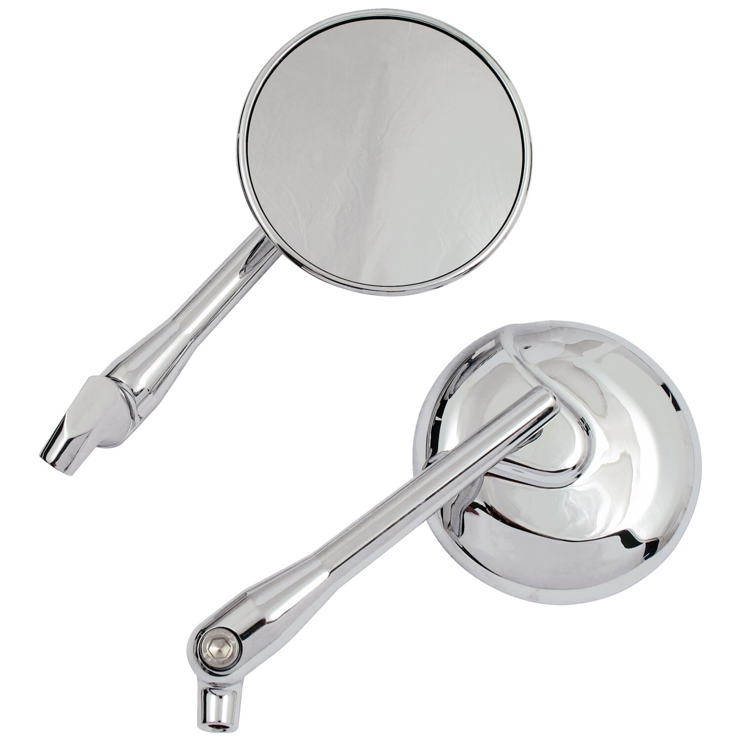 Round, rotatable stem mirror set, Chrome