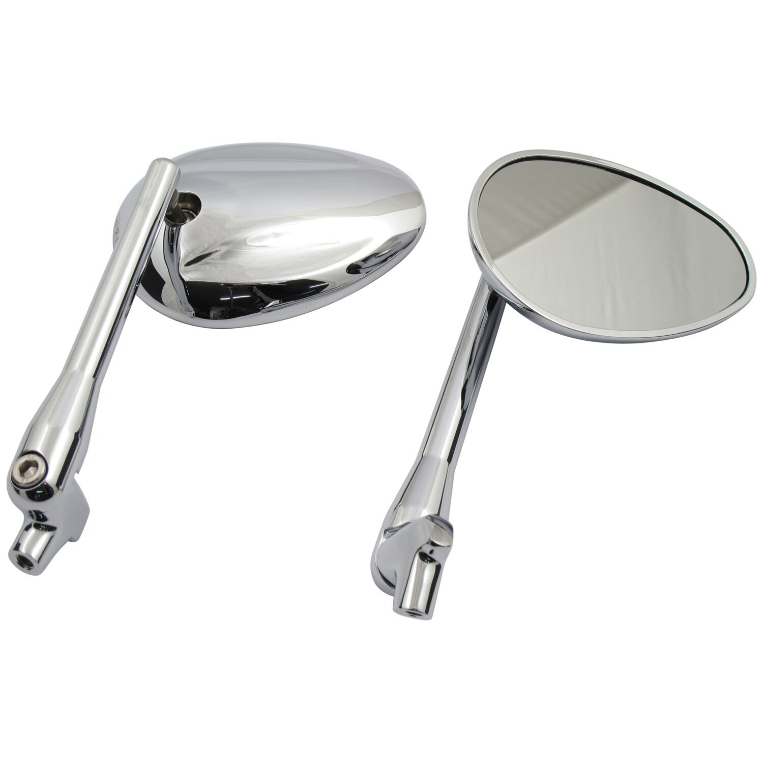 Oval, rotatable stem mirror set, Silver, Chrome
