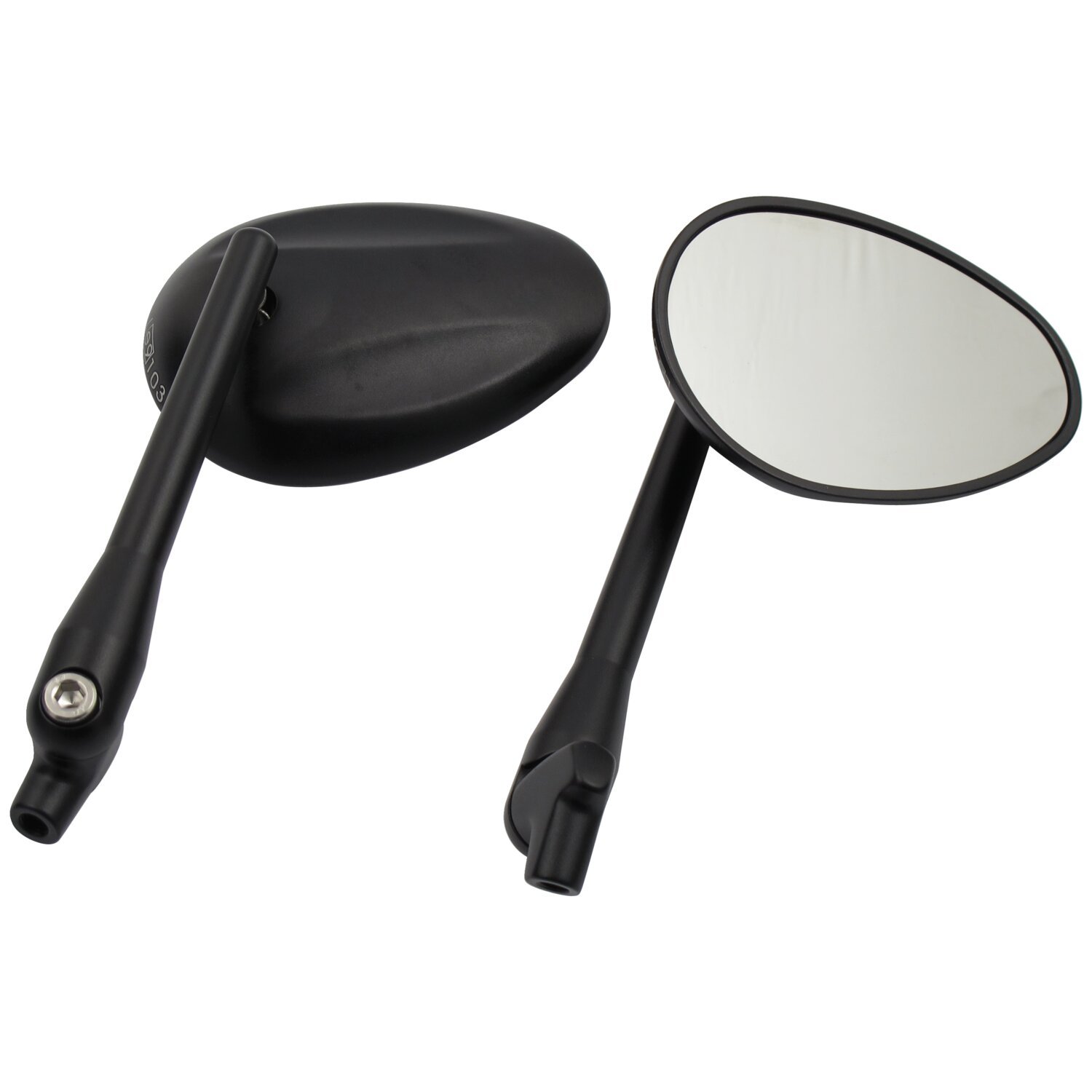 Oval, rotatable stem mirror set, Black