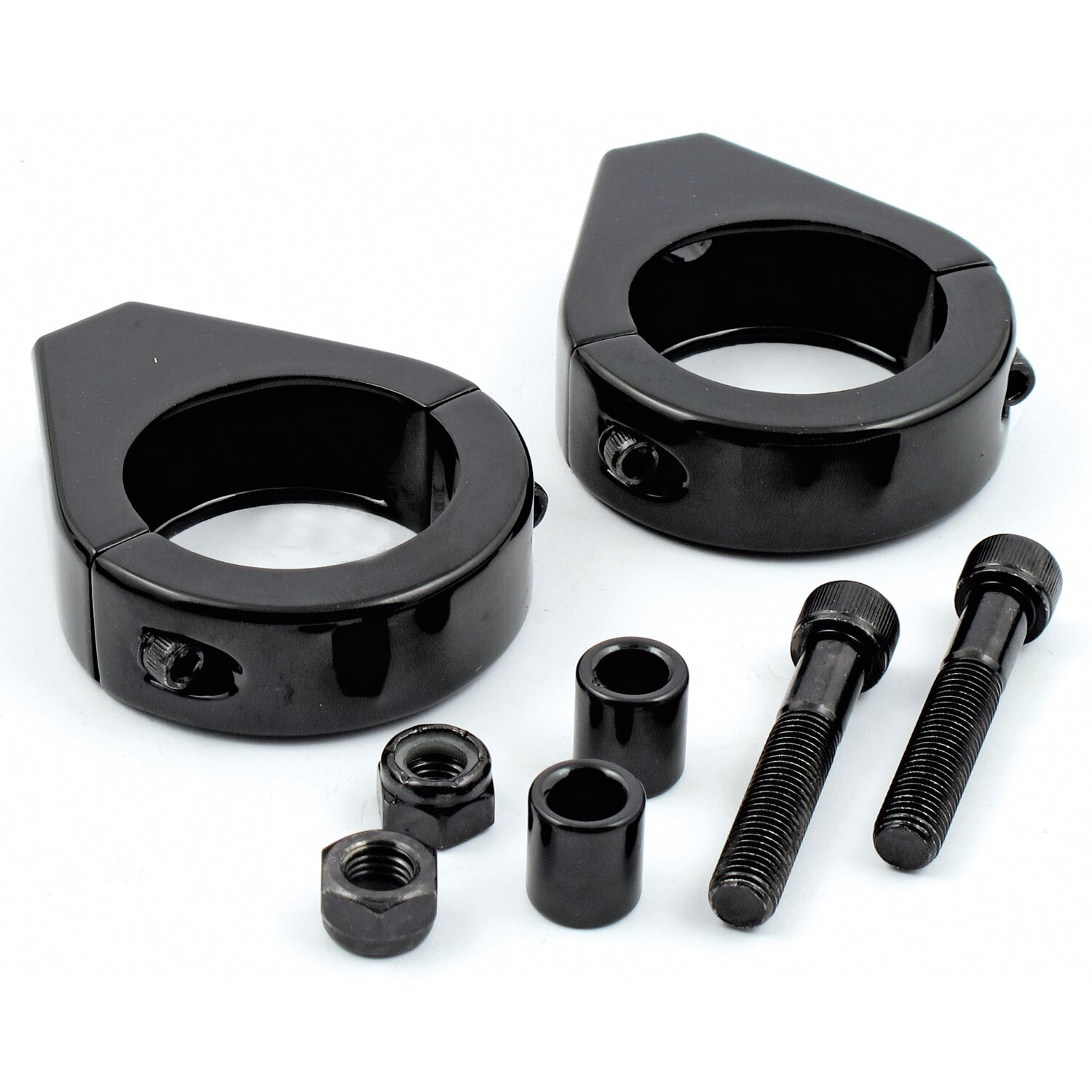 Smooth edge fork mount clamp kit. 39mm, Black