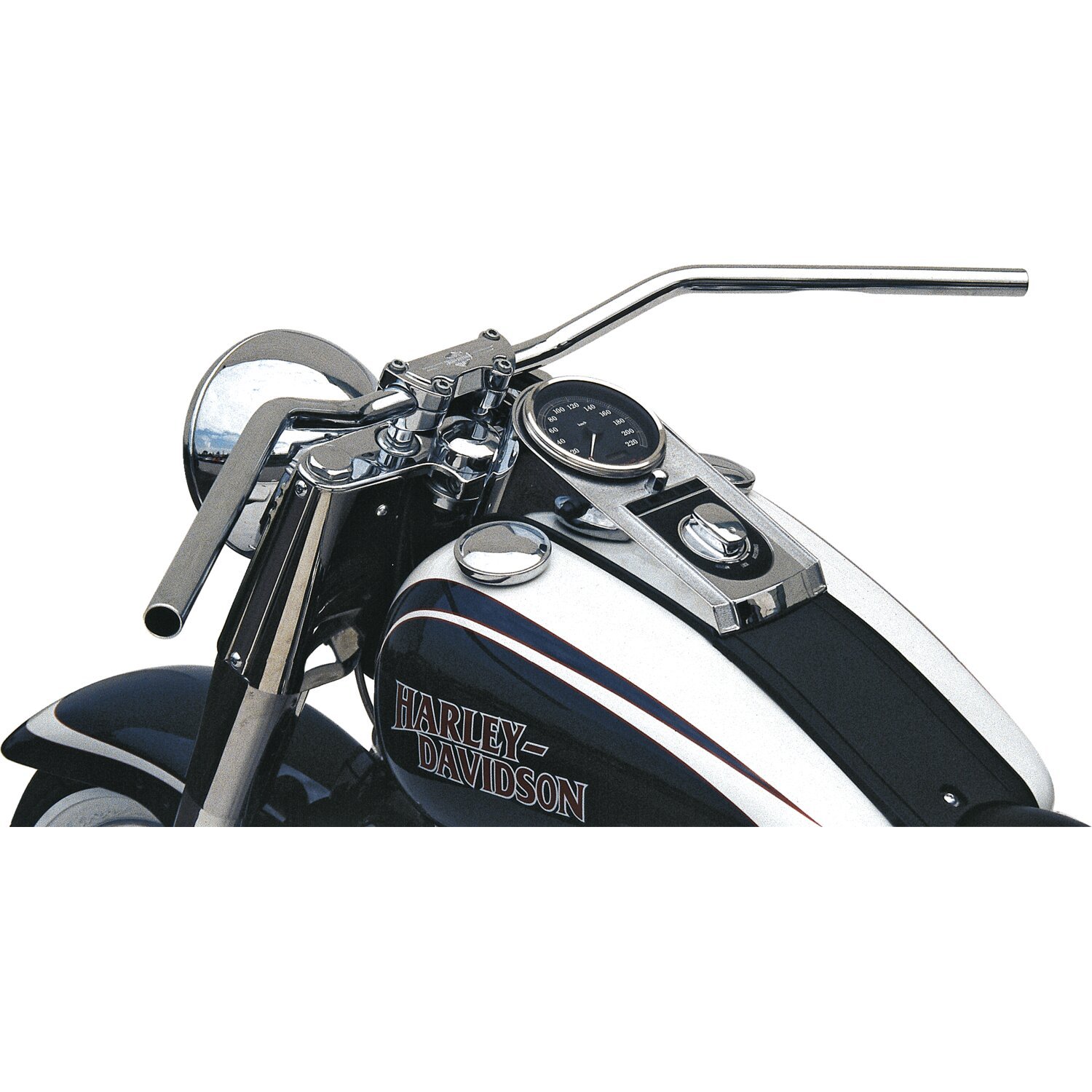 TRW, 1" Flyer Bar handlebar chrome 2" rise ABE, Silver