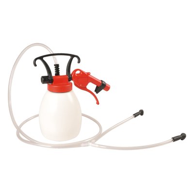 Vacuum suction system, allowing brake or hydraulic clutch bleeding; Works on air from a regular workshop air compressor; Capacity 1 liter; includes 1/4 NPT air hose nipple; 
Note: See 981495 for replacement rubber bleeder nipple