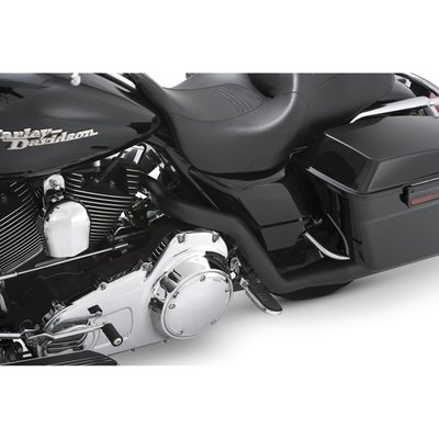 Matte black ceramic coated. Individual crossover head pipes offer the traditional look and are best in giving the distinctive H-D potato-potato sound. 2 1/4" 220° full coverage heat shields give this head pipe set a massive look and a long lasting finish. Special propriety bends in combination with stock 1 3/4" diameter pipes provide the best possible horsepower and torque from your engine. Can be used with stock mufflers or add a pair of Vance & Hines slip-ons, of the correct model year, for maximum performance, torque and great sound.
Note: An O2 sensor plug set must be separately ordered when required.
Note: Performance slip-on mufflers are separately available.