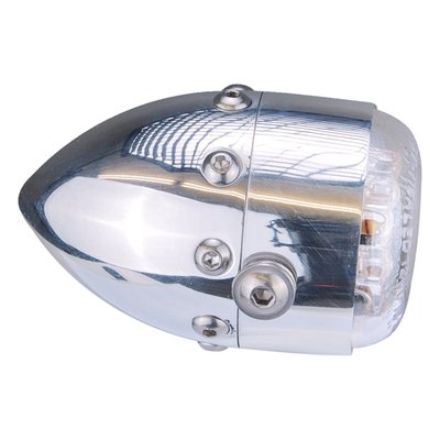 ECE approved taillight from Hells Kitchen Cjoppers. Diameter of this taillight is 38mm, length incl. lens 66mm.
Note: Bracket not included, needs to be ordered separately. Style compatible with KHC Retro headlamps and turn signals.