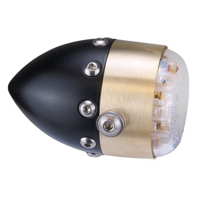 ECE approved taillight from Hells Kitchen Cjoppers. Diameter of this taillight is 38mm, length incl. lens 66mm.
Note: Bracket not included, needs to be ordered separately. Style compatible with KHC Retro headlamps and turn signals.