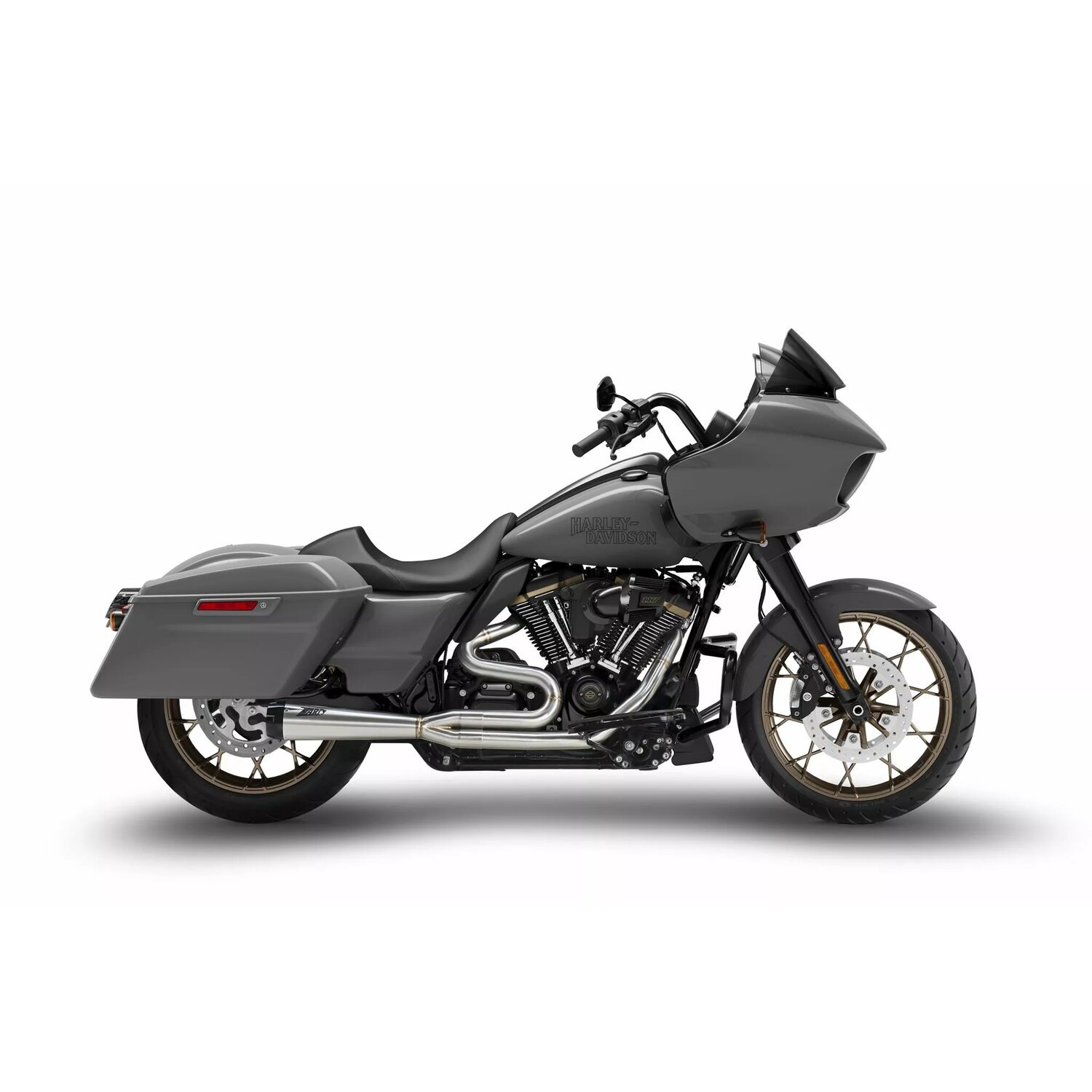 Zard, 2-1 stainless steel M8 Touring exhaust system, Black, Raw