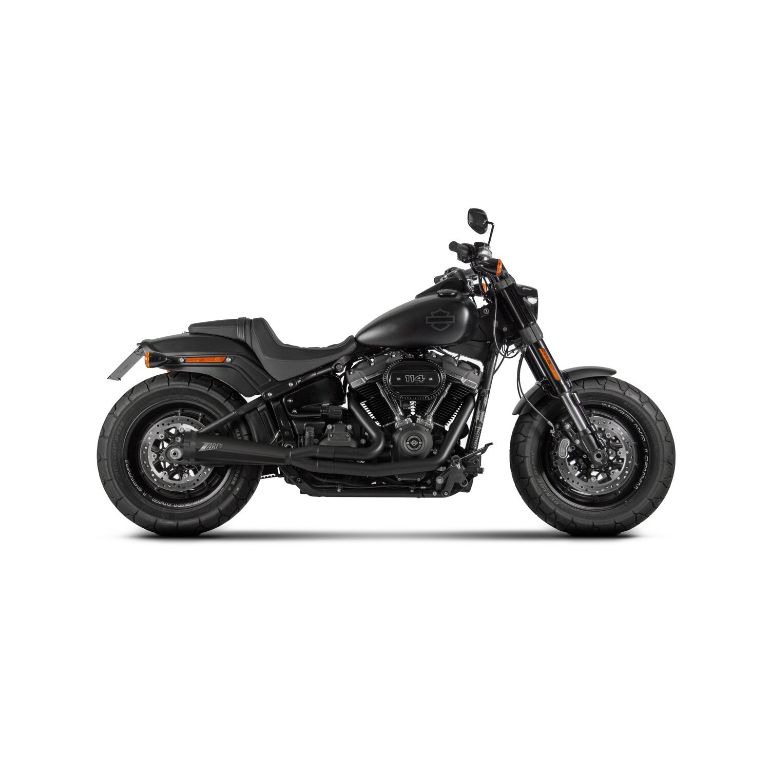 Zard, M8 Softail 2-1 Short Cone exhaust system, Black, Matte