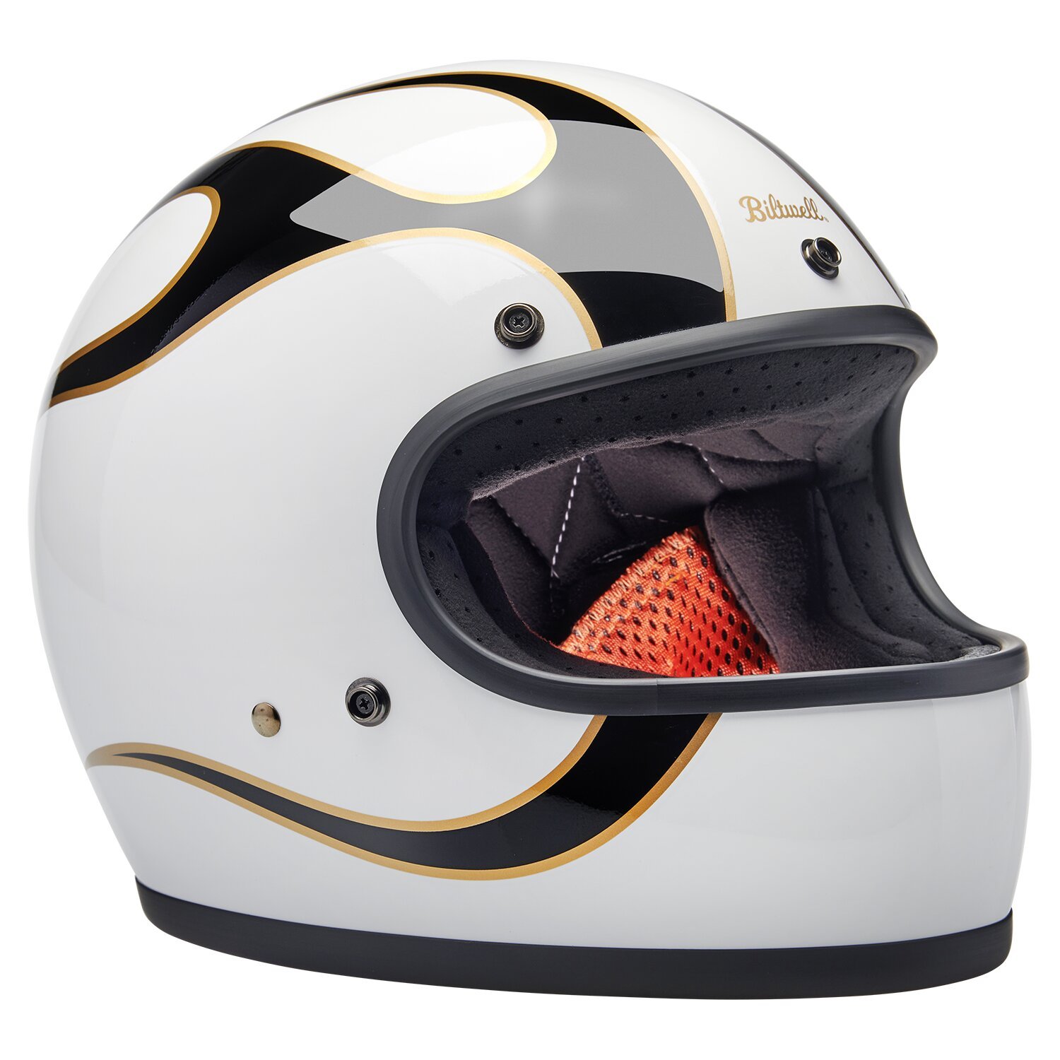 Biltwell Gringo helmet, White, black, flames White, XS, gloss