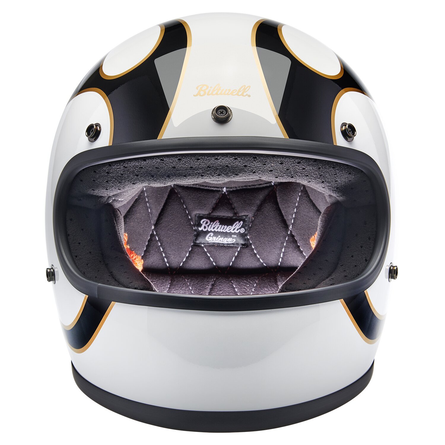 Biltwell Gringo helmet, White, black, flames White, XS, gloss