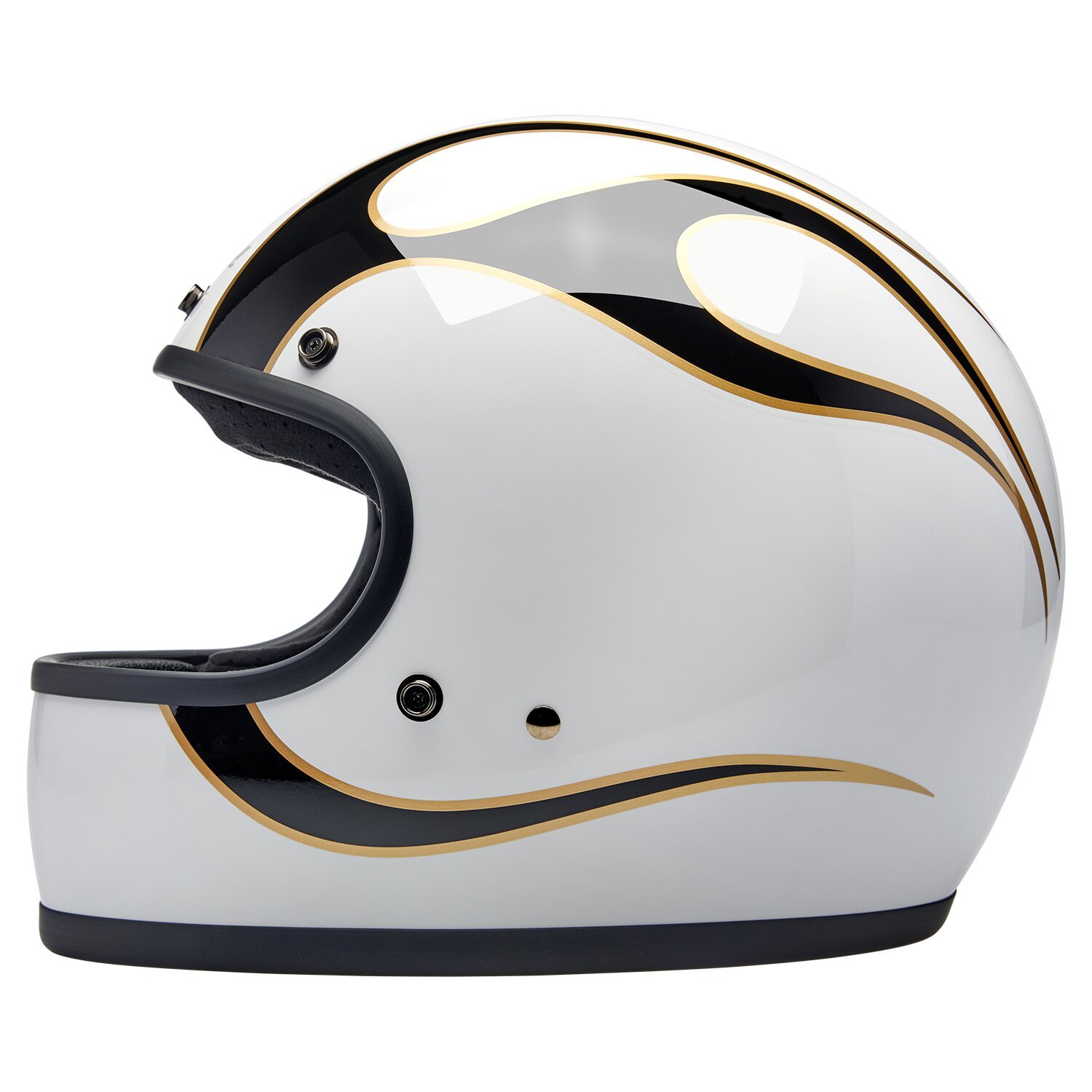 Biltwell Gringo helmet, White, black, flames White, XS, gloss