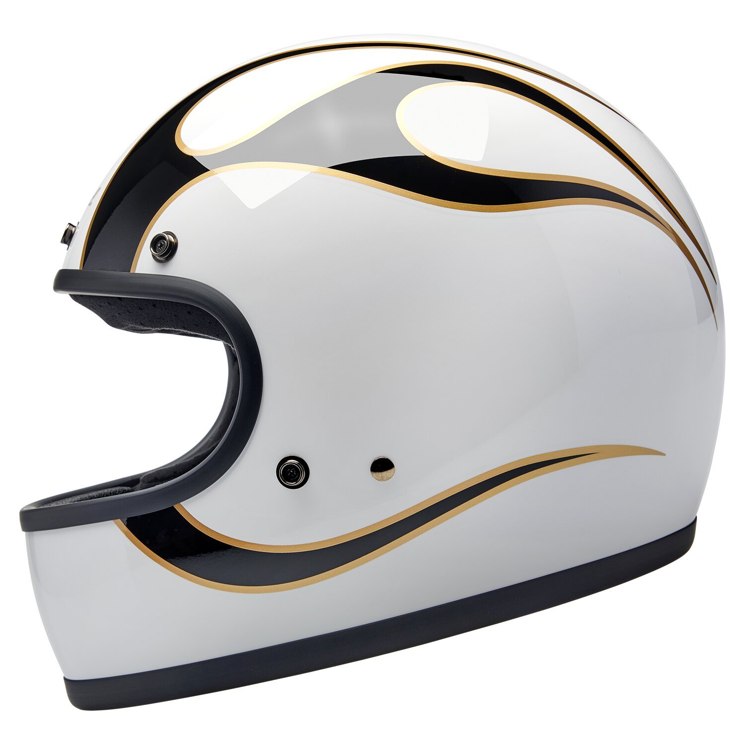 Biltwell Gringo helmet, White, black, flames White, XS, gloss