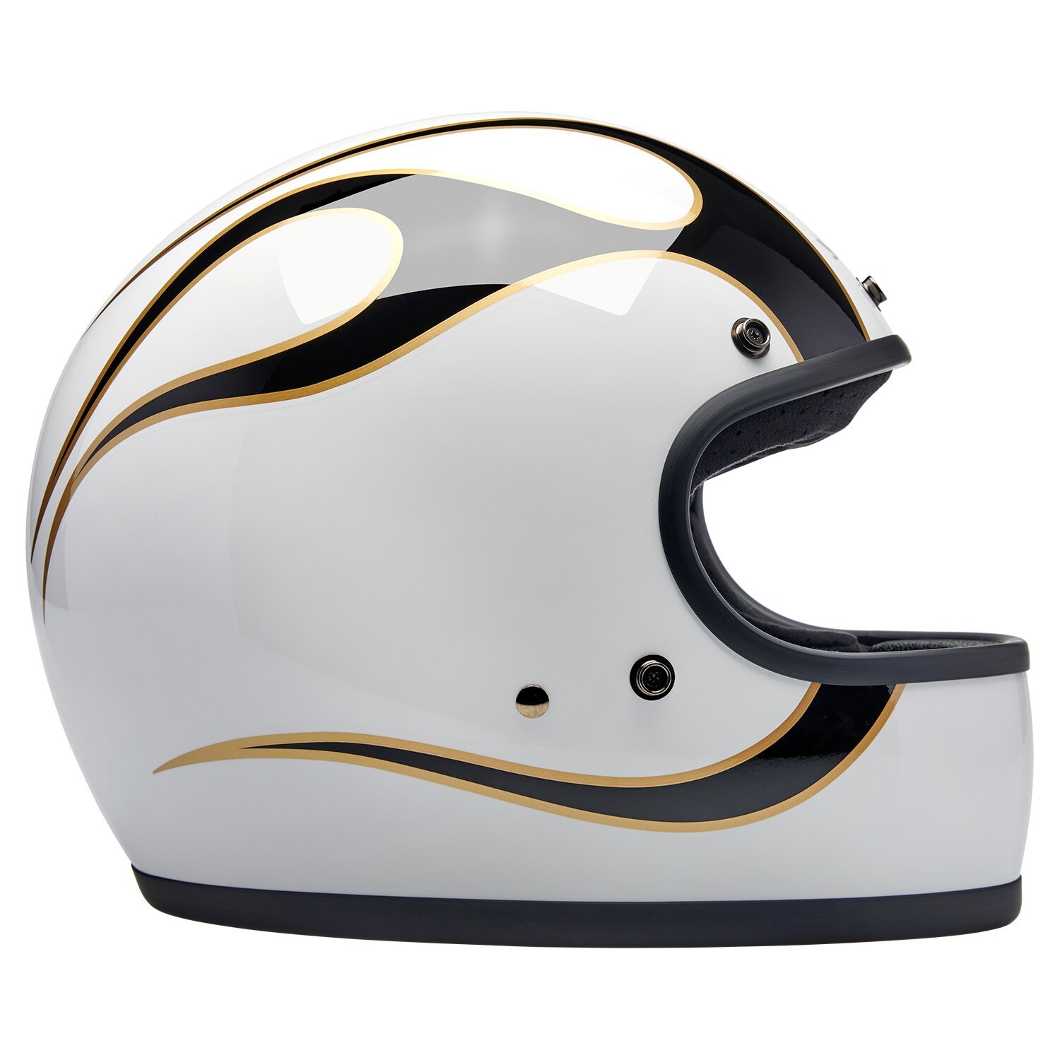 Biltwell Gringo helmet, White, black, flames White, XS, gloss