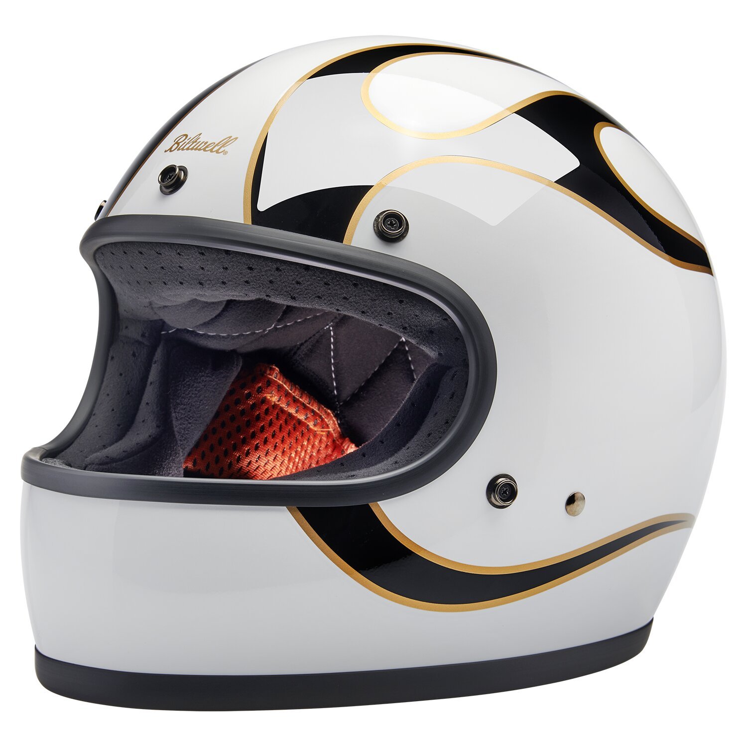 Biltwell Gringo helmet, White, black, flames White, XS, gloss