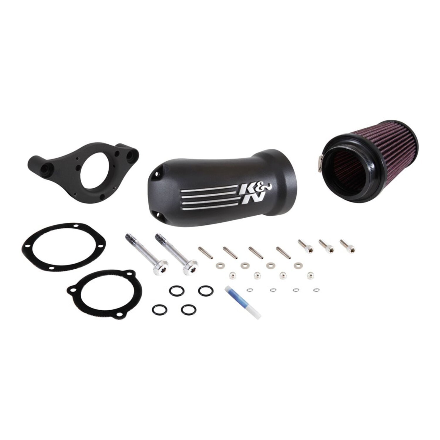 K&N, AirCharger performance air cleaner kit. Black CC logo, Gloss