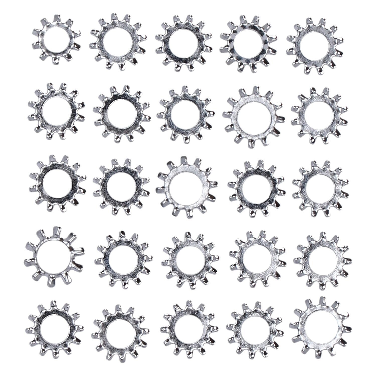 Chrome external lockwasher, 1/4 inch - 25 pack, Silver