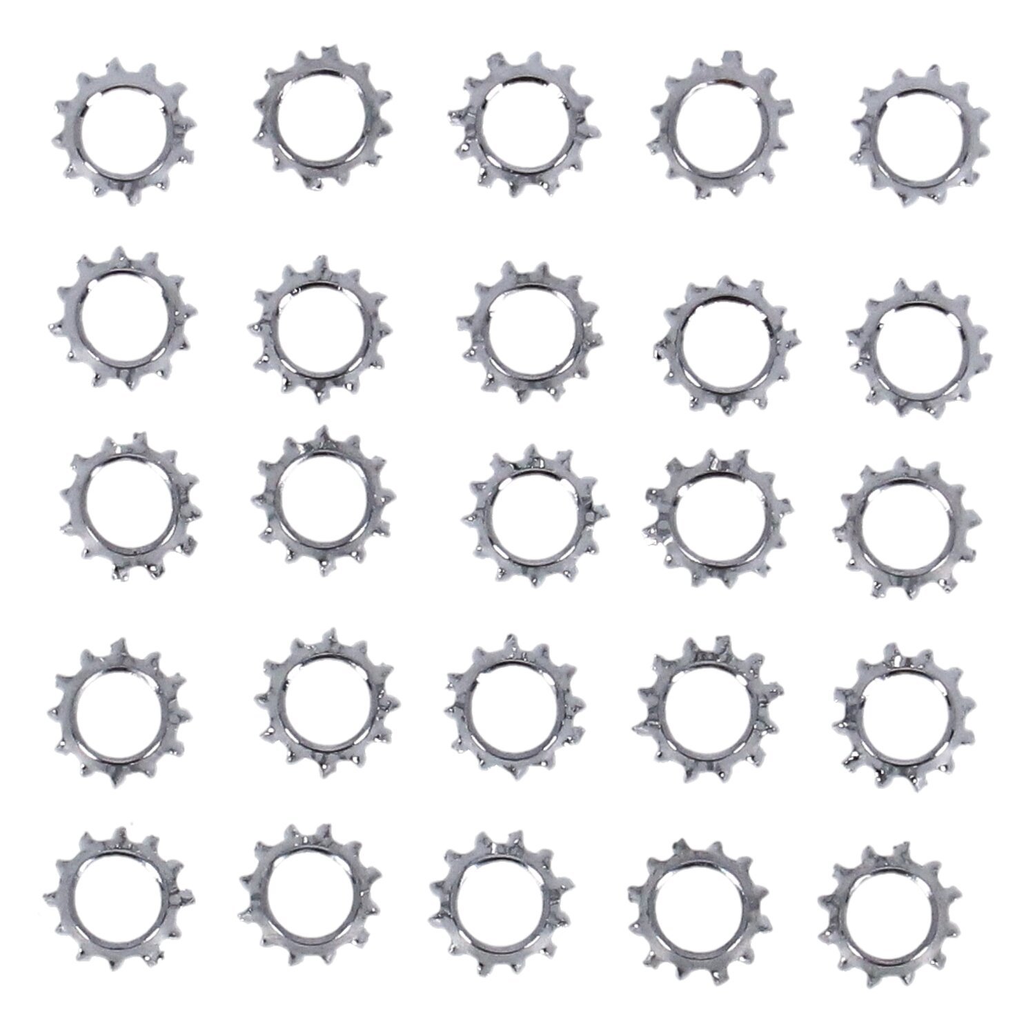 Ext. countersunk lockwasher, 1/4 - 25 pack, Silver, Chrome