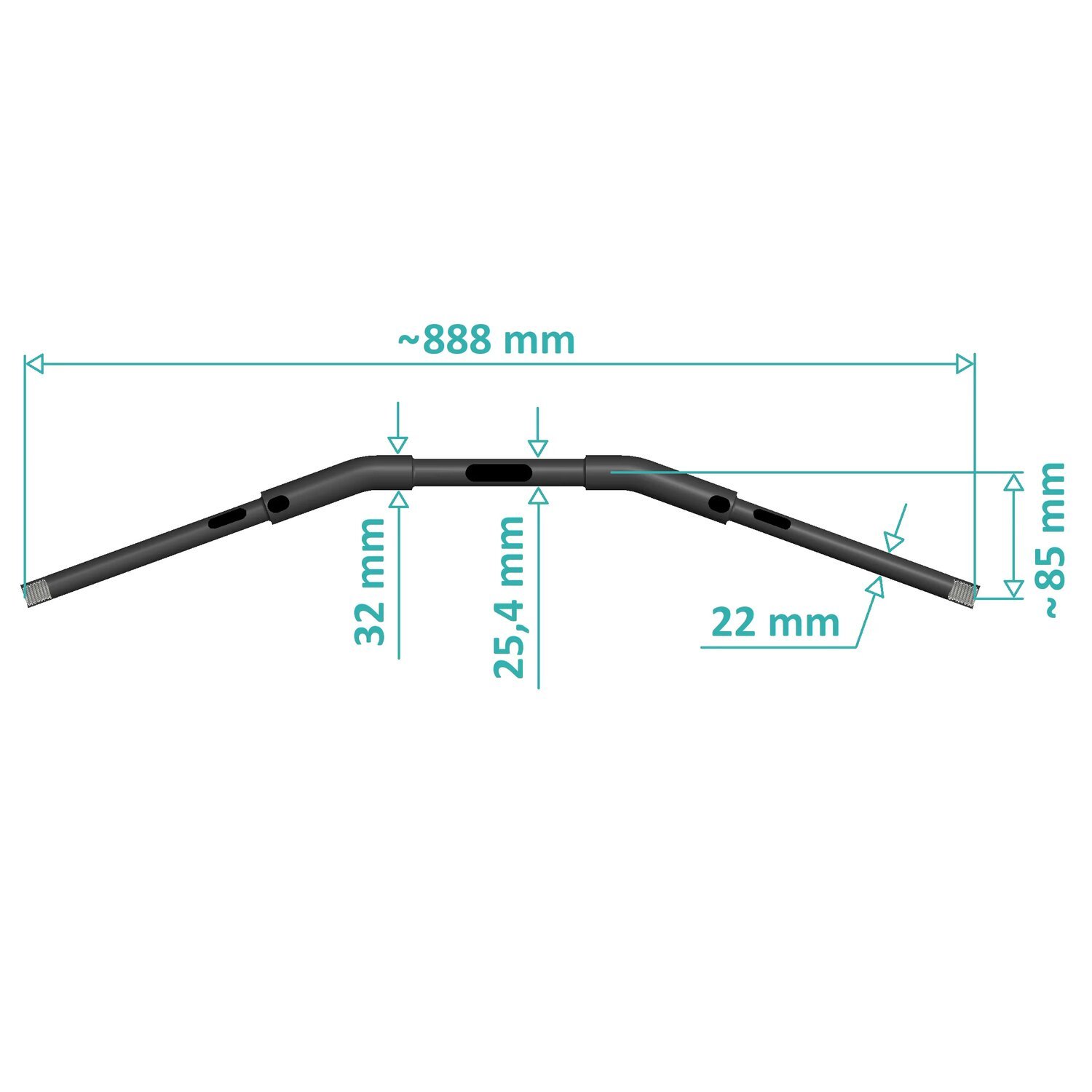 Killer Custom, 1-1/4" Fat Drag handlebar, Black, Powder Coated