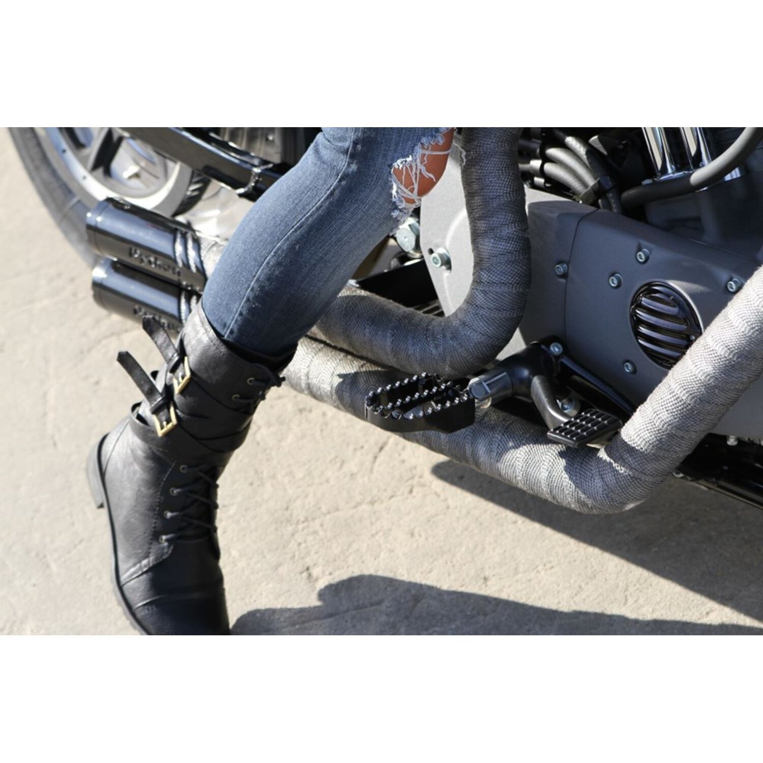 Burly, MX foot pegs, Black, Satin