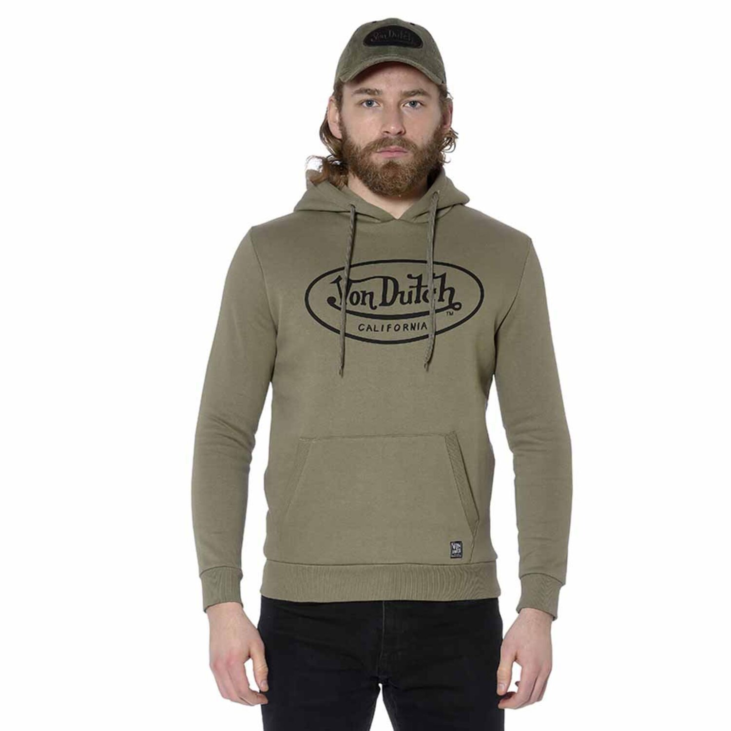 Von Dutch Logo hoodie army, Green, 2XL