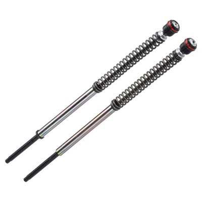 Bitubo's bolt-in (plug & play) pressurized adjustable fork cartridges give greater comfort, handling and riding fun for years to come. Comes with adjustable pressure, length, spring preload and rebound. Modifications to original components are not required, offers Plug & Play installation. Cartridges are machined from billet material and calibrated by Bitubo's suspension specialists. Offers better support of front suspension during braking, straight line and cornering while improving stability over a large variations of surface areas and conditions. Bitubo's pressurized fork cartridge kits tick all the boxes and will transform your bike into a better riding machine.   
- Bolt-in installation 
- Adjustable cartridge pressure 
- Adjustable length up to 30mm 
- Adjustable spring preload 
- Adjustable rebound.