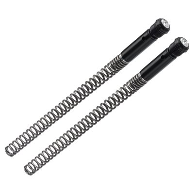 Offers a drop-in upgrade installation / replacement for the original springs and fork caps for a more positive front end feel during cornering and braking. No permanent modifications required. Allows external spring preload adjustment. Complete with installation instructions and advice on what viscosity damping fluid should be used for various applications. 
- Direct replacement for OEM components 
- No permanent modifications required 
- Adjustable preload 
- Includes 2 progressive wound springs, 2 fork caps and instructions. 