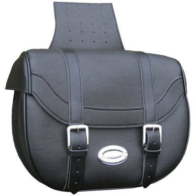 Capacity 14 liter per bag. Approx. dimensions 29cm long x 29cm high x 15cm deep. Smooth. Bags are made of Iparex, a strong synthetic leather-look material which has superior strength, is waterproof and maintenance-free. Metal hardware is made of Zamack, a 100% corrosion free metal alloy. Installs with included leather straps.