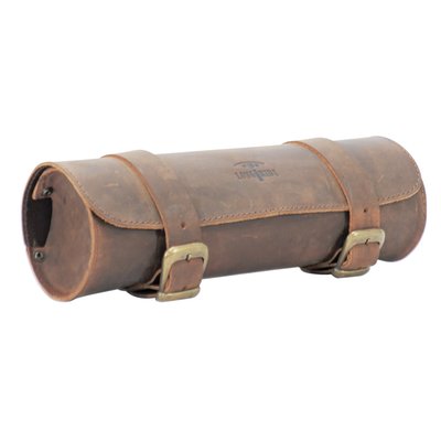Universal genuine leather tool roll, installs with straps to forks, frame etc
Dimensions of this version: 33cm wide x 10,5cm diameter. 2.8 Liter volume

