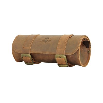 Universal genuine leather tool roll, installs with straps to forks, frame etc
Dimensions of this version: 26cm wide x 10.5cm diameter. 2 Liter volume
