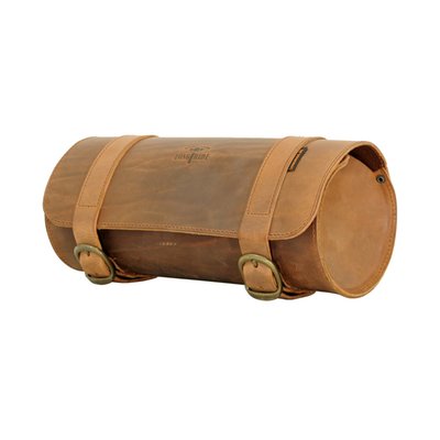 Universal genuine leather tool roll, installs with straps to forks, frame etc
Dimensions of this version: 33cm wide x 16cm diameter. 6.5 Liter volume