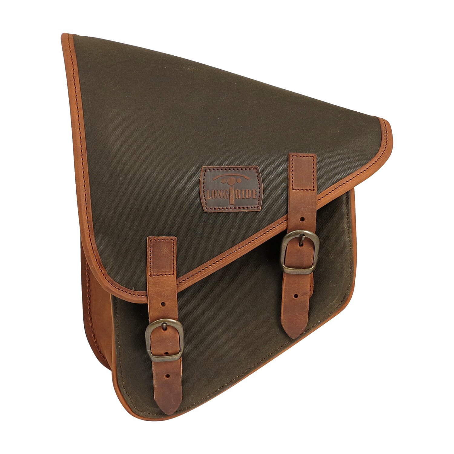 Longride, swingarm bag. Khaki, waxed cotton