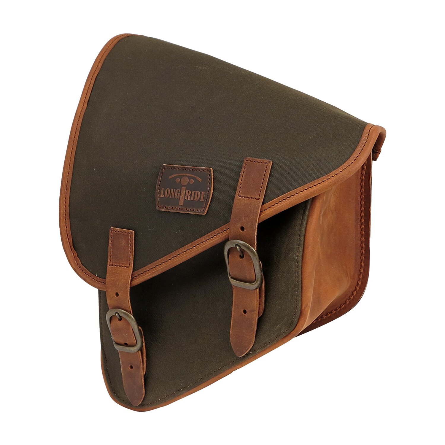 Longride, swingarm bag. Khaki, waxed cotton