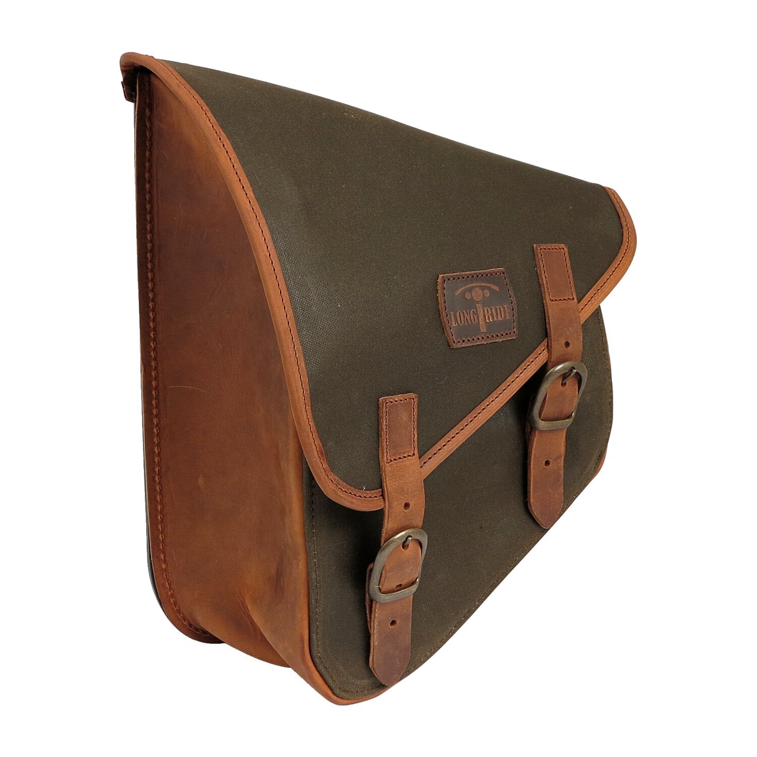 Longride, swingarm bag. Khaki, waxed cotton