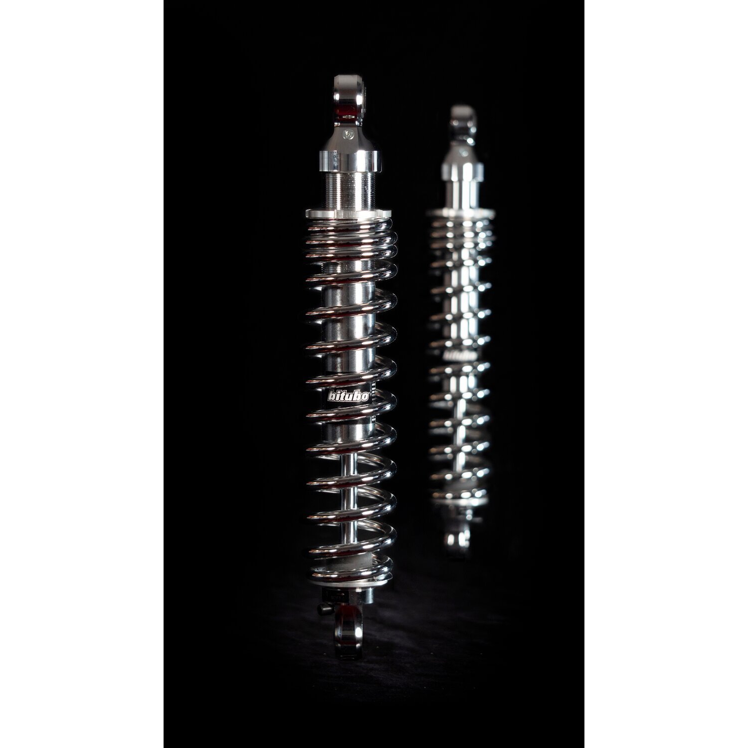 Bitubo, WME dual shock absorber set. Chrome. 341mm